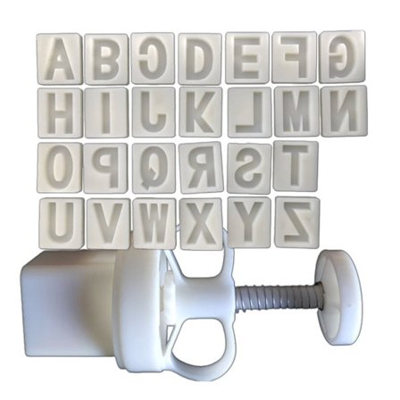 Engelska alfabet Mooncake Form DIY Hand Pressure Fondant Moon Cake Mould Plast Press Cookie Cutter Bakverktyg