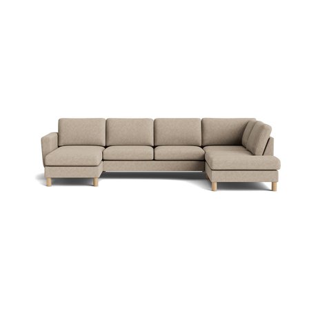 Haven U-sofa, venstrevendt, Aragon Grå/Beige, slidstærkt stof, 327x206x86cm - Komfortabel U-formet sofa med plads til hele familien - Perfekt til 