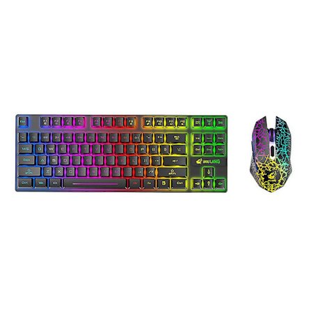 Trådløs gaming mus og tastatur, 2,4 g nano usb-modtager, mute-klik, kompatibel med pc/mac (sort)