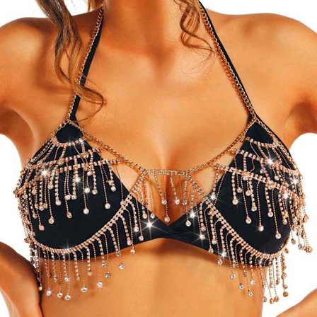 Rhinestone Kvast Brystkæde Guld Lagdelt Krystal BH Kæder y Fest Kropssmykker Tilbehør til Kvinder