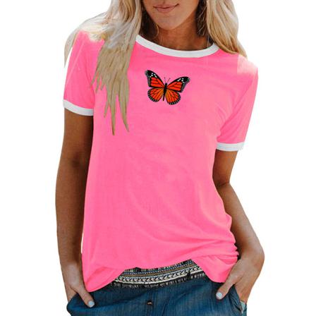 Kortärmad T-shirt För Kvinnor Med Rund Hals