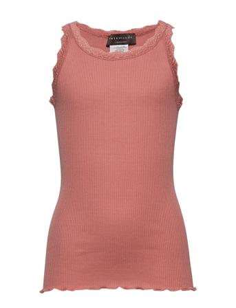 Silk Top W/ Lace T-shirts Sleeveless Rosa Rosemunde Kids*Betinget Tilbud