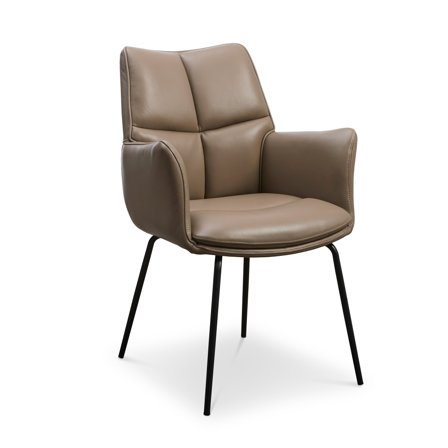 Lily spisebordsstol Brun Læder med Armlæn 62x64x91cm - Komfortabel & Elegant Design Spisestuestol til Spisebordet - Læder Spisestol