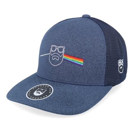 Bearded Man - Blå flexfit Caps - Dark Side Of The Beard Melange Navy Trucker @ Hatstore