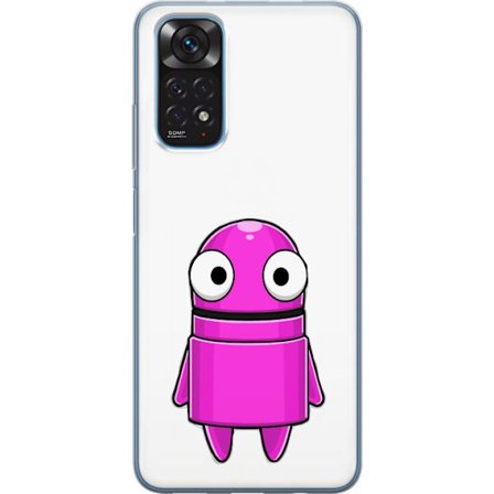 Yhteensopiva Puhelinkuori Xiaomi Xiaomi Redmi Note 11S Roosa piirretty hahmo, jossa pyöreä muoto ja suuret silmät tummalla taustalla