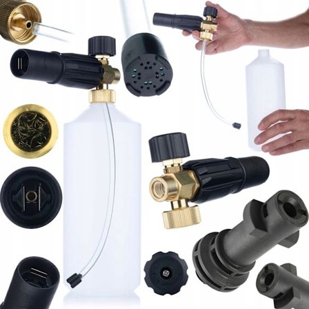 Rosfix Skumlanse S0401 1000ml Sæt – Justerbar Dyse 1,23mm | Adapter G1/4F | Kompatibel med Karcher K2, K3