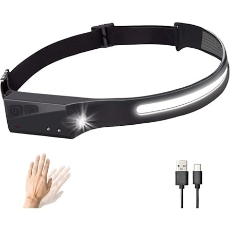 Led-otsalamppu, ladattava Uqnal Cob -otsalamppu, 1200 mAh:n akkukäyttöinen, erittäin kirkas XPE-otsalamppu