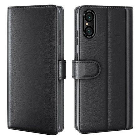 Sony Xperia 5 V Fodral Premium Äkta Läder Svart