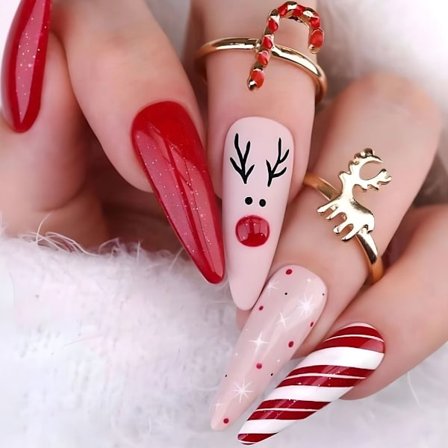 Christmas Almond Fake Nails False Nail 1 1