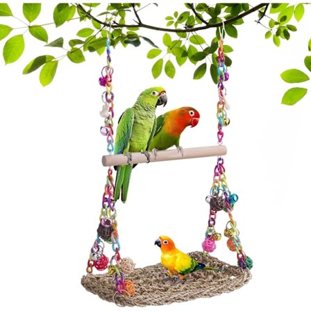Gungfågel Leksak för Undulater - Fågelburtillbehör med Klocka