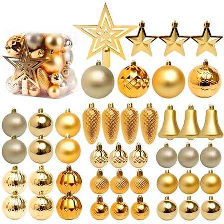 ING Julekuglesæt - 45 Julekugler i Plast - Julekugler i Plast - Juledekoration - Juledekoration - Hængende Jul