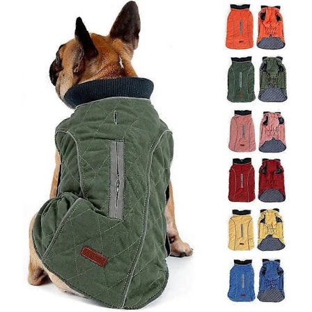 1 stk. Vinterhundejakke Varm Vest med Refleksstriber og Hul til Sele Kobbel Tøj