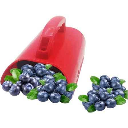 Blåbærplukker med stor kapacitet, metalkam og ergonomisk håndtag.