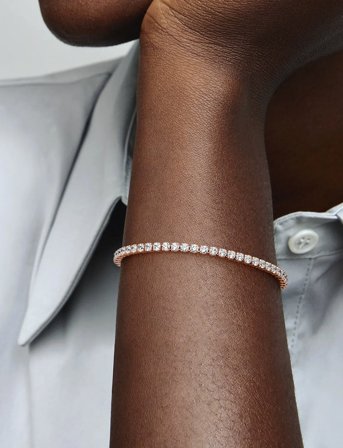 Pandora 14K Rose Gold-Plated Bracelet With Clear Cubic Zirconia - Pink - 20 CM