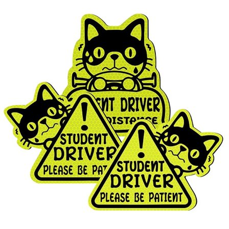 3 st reflekterande studentförare magnet, återanvändbar ny förare skylt N