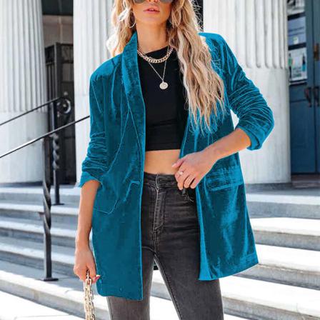 Kvinnor Med Fickor Affärsjackor Slim Fit Blazers