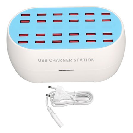 USB-opladningsstation 160W 24-port Smart Chip Multi USB-bordlader til hotelbutiksskole 100-240V EU-stik