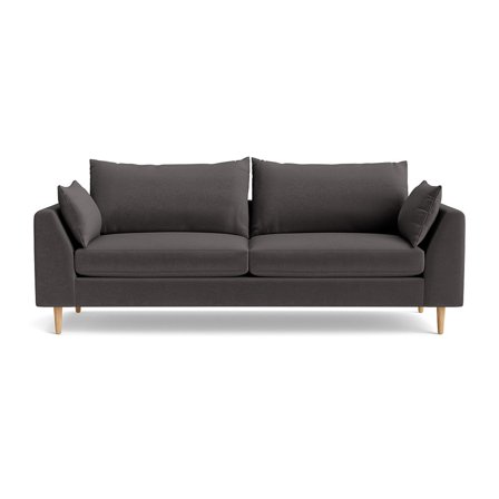 Ofelia 3 personers sofa - Riviera Mørkegrå - 223x92x85 - Sofa, 3 personers sofa - Kompakt, Rummelig, Inkl. Pyntepuder, Blød/Medium Komfort
