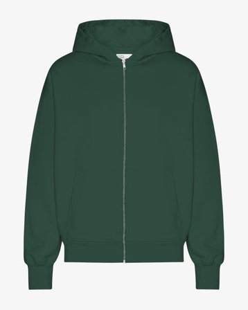 Organic Oversized Zip Hood - Emerald Green - Male - M