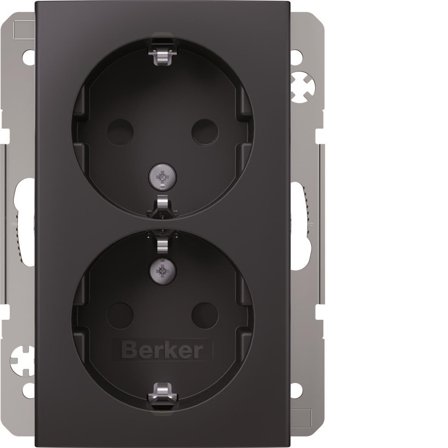 Hager 47791606 Vägguttagsinsats 2-vägs, X-plint, S.1 Antracit, Strömbrytare & vägguttag