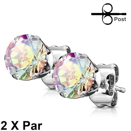 Obs 2 Par Örhängen i 316L Kirurgiskt stål med 4 mm AB CZ