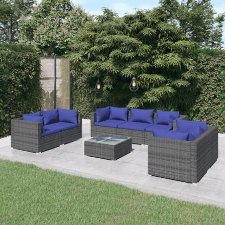 Vidaxl Loungegrupp För Trädgården Med Dynor 8 Delar Konstrotting Grå