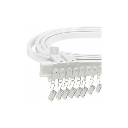 Flexibel Gardinstång för Tak, Takskena för Erkerfönster, Ca 5m Vikbar Böjd, Tålig Plast, Väggmontering för Rumsskärm