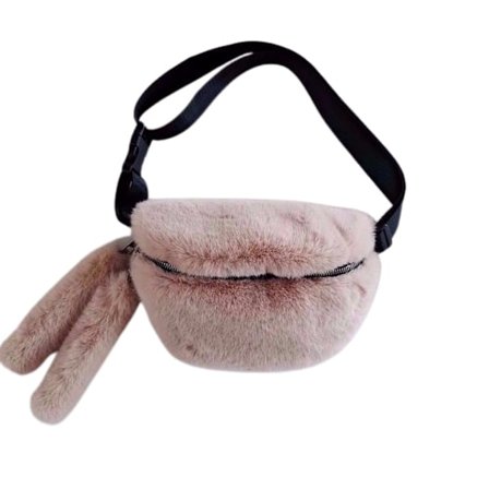 Ny trendig midjeväska i päls, damväska, söt axelväska i päls, khaki