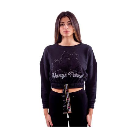 Fracomina Sweatshirt with Strass- Fd21Wt9003F400N5 Sort, Dame Sweatshirts