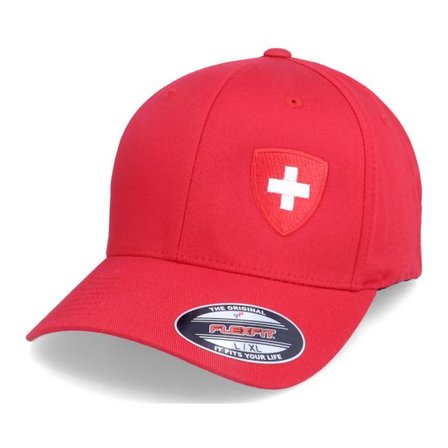 Forza - Röd flexfit Keps - Switzerland Flag Shield Red Flexfit @ Hatstore