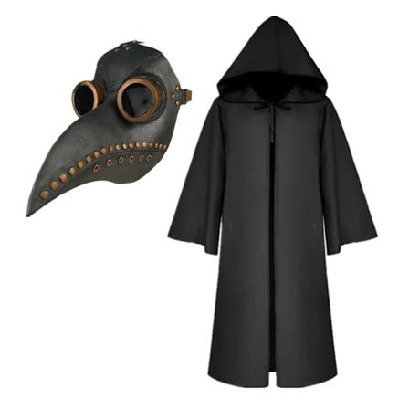 Halloween Kåbe Pest Læge Maske Cosplay Kostume Troldmand Lang Kjole Hætte Sort Robe Voksen Og Barn Ferie Cos Cose Opstilling 04 XXL