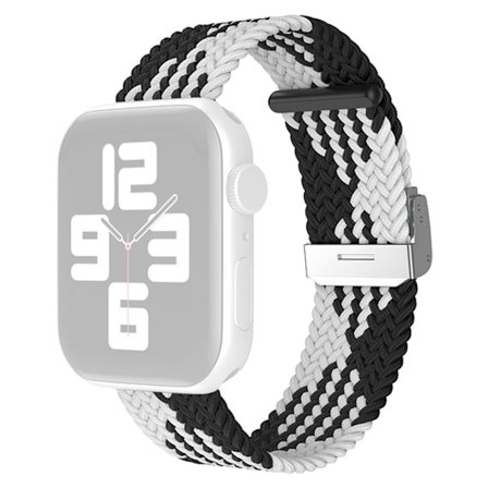 Apple Watch (45 mm) klockarmband i enkel nylon - Z / Svart Vit