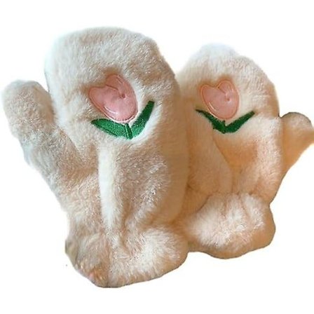 Tulpan Vinterhandskar för Kvinnor, Söta Plysch Varma Vantar, Harajuku Stil