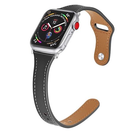 Apple Watch Series 5 40 mm klockarmband i äkta läder - Svart