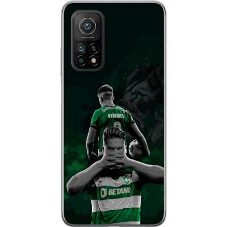 Yhteensopiva Puhelinkuori Xiaomi Mi 10T 5G Neonmotiivi, jossa teksti "Gaming is in my DNA" sinisenä ja punaisena tiiliseinällä, jossa loistava DNA-spi