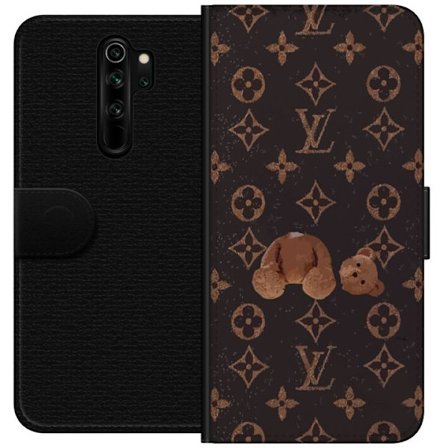 Kompatibel Tegnebogsetui til Xiaomi Xiaomi Redmi Note 8 Pro Luksuriøst monogrammønster med knust bamse i mørk modeæstetik