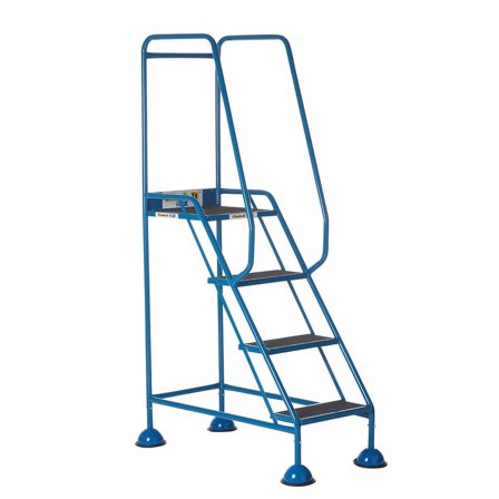 Domed feet mobile safety steps, 4 treads, H 1030 mm, blue