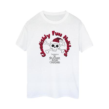 Disney Dam/Damer The Nightmare Before Christmas Ghoulishly Fun Holidays Bomull Boyfriend T-Shirt L Vit White L