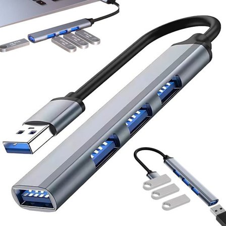 USB Hub 4-Portar, 1x 3.0 5Gbps, 3x 2.0 480Mbs Splitter