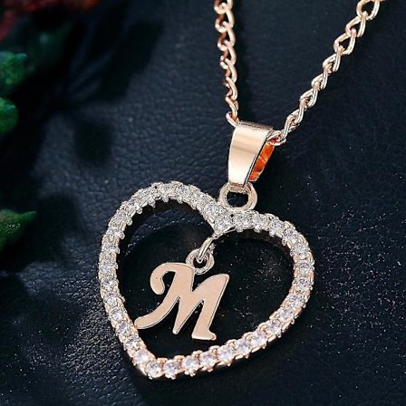 Dam Smycken Namn Initialer Hjärta Hänge Halsband 26 Bokstäver l