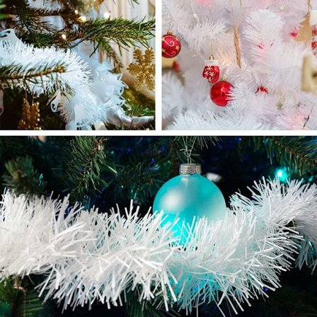 Juletræsguirlande, 4 stk. juleglimmerguirlander, 3 m granguirlande, glitrende metallisk glimmerguirlande til bryllupsfødselsdagsfestvægge vinduer gran