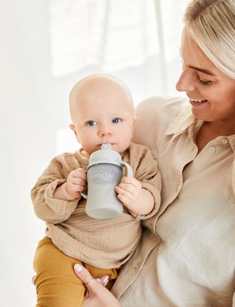 Everyday Baby Glass Sippy Cup Healthy + Quiet Grey - Grey - 150 ml
