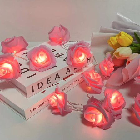 Rose Blomster Lys Kæde, 3M 20LED, Blomster Rose Fe Lys Egnet til Valentinsdag Bryllup Havefest Juledekoration