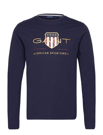 Archive Shield Ls T-Shirt T-Langærmet Skjorte Blå GANT