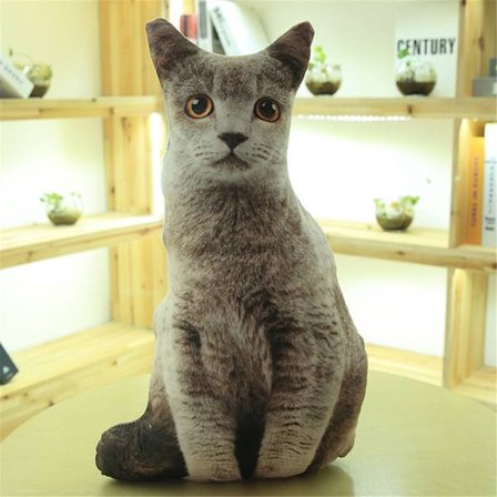 Tryckt simuleringskatt Soffa Kudde Plyschleksak Kattdocka