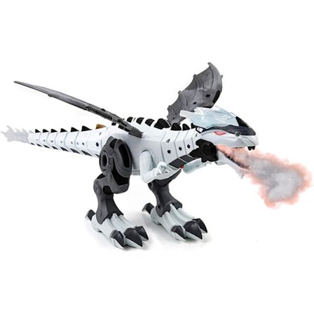 Gående dinosaurieleke med ildsprutende dragespray, realistiske lyder og simulerte røde ildlys fra munnen