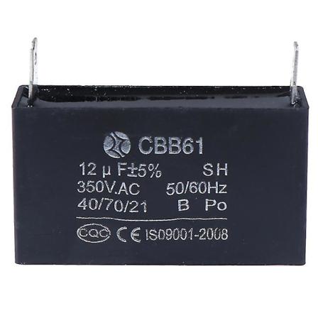 Musta 12uf generaattori kondensaattori generaattori Cbb61 12uf 50/60hz 350vac tuuletinmoottori