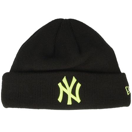 New Era - MLB Schwarz cuff Mütze - Kids New York Yankees League Essential Beanie Black/Lime Cuff @ Hatstore