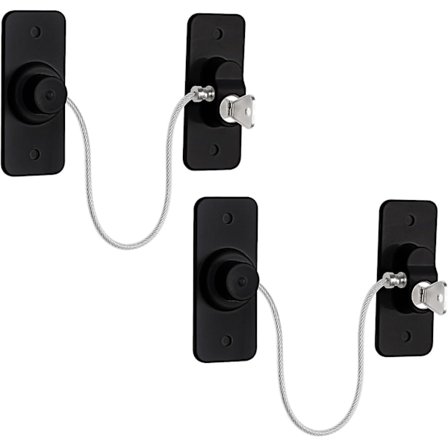 2 stk. sorte vindueslåse til UPVC-vinduer - selvklæbende vinduesbegrænser til