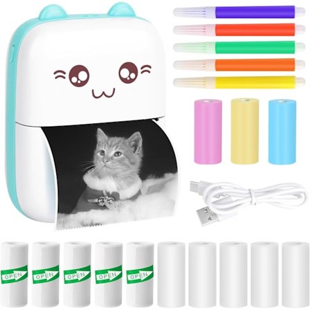 Mini Portabel Skrivare, Portabel Termisk Fotoskrivare, Fickskrivare, Bläckfri Skrivare, Bluetooth- och WiFi-skrivare